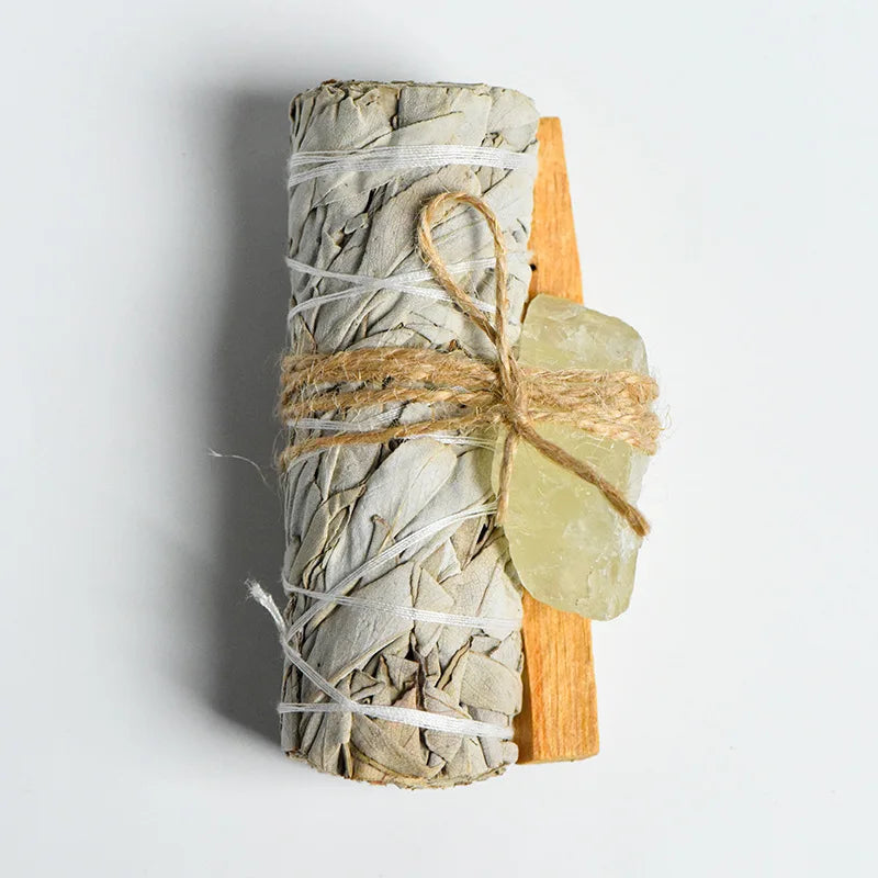 White Sage Bundle Set with Palo Santo & Crystal – Complete Kit for Cleansing, Healing & Energy Work