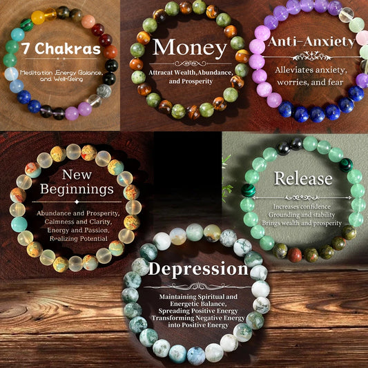 Natural Stone Symbolic Beaded Bracelet Women and Men