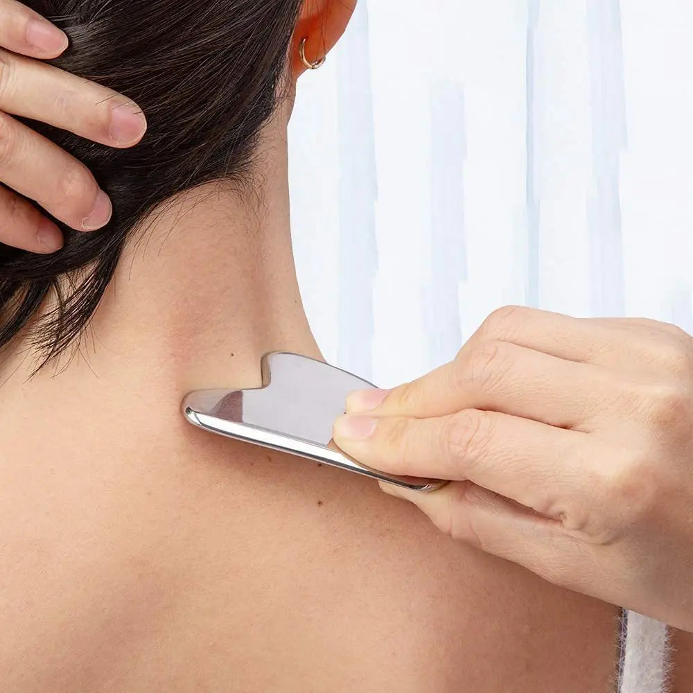 1Pcs Stainless Steel Gua Sha Scraper Massager For Face, Neck, Body