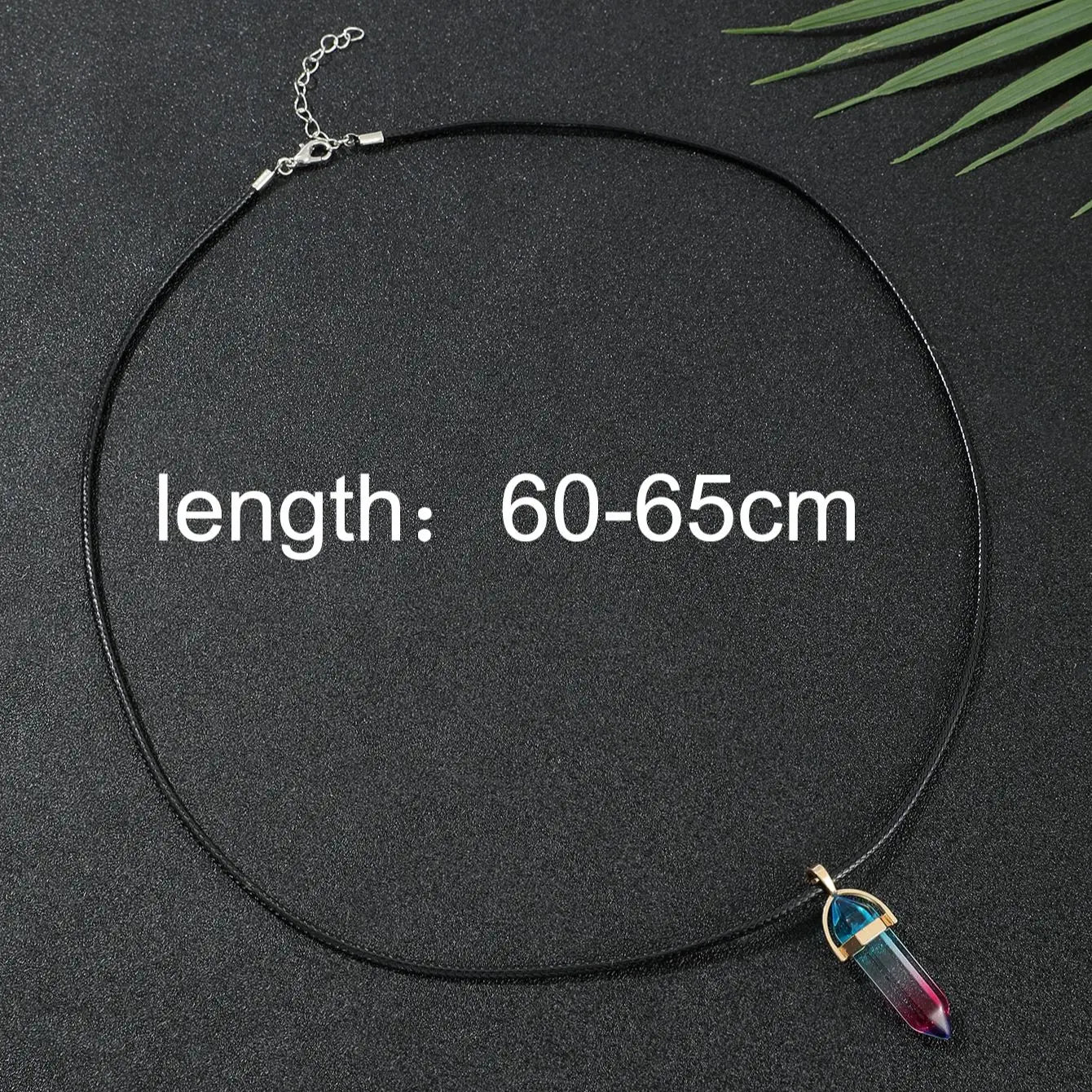 7PC Set Hexagon Pillar Quartz Necklaces – Natural Crystal Pendants with Genuine Leather Chains