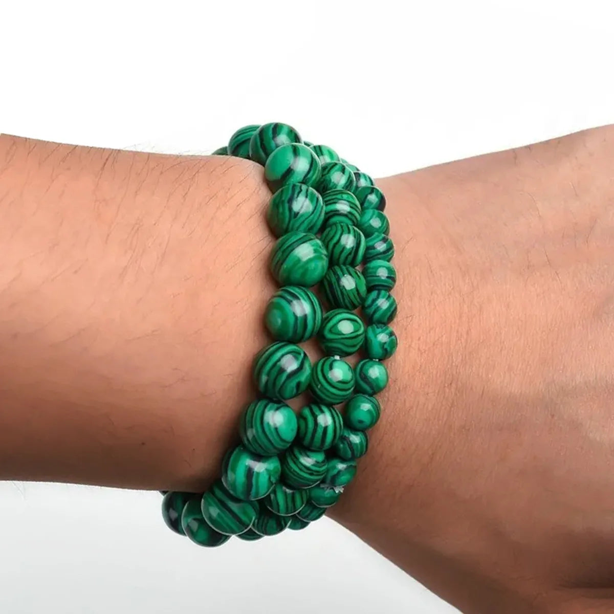 6/8/10mm Green Malachite Yoga Beaded Bracelet