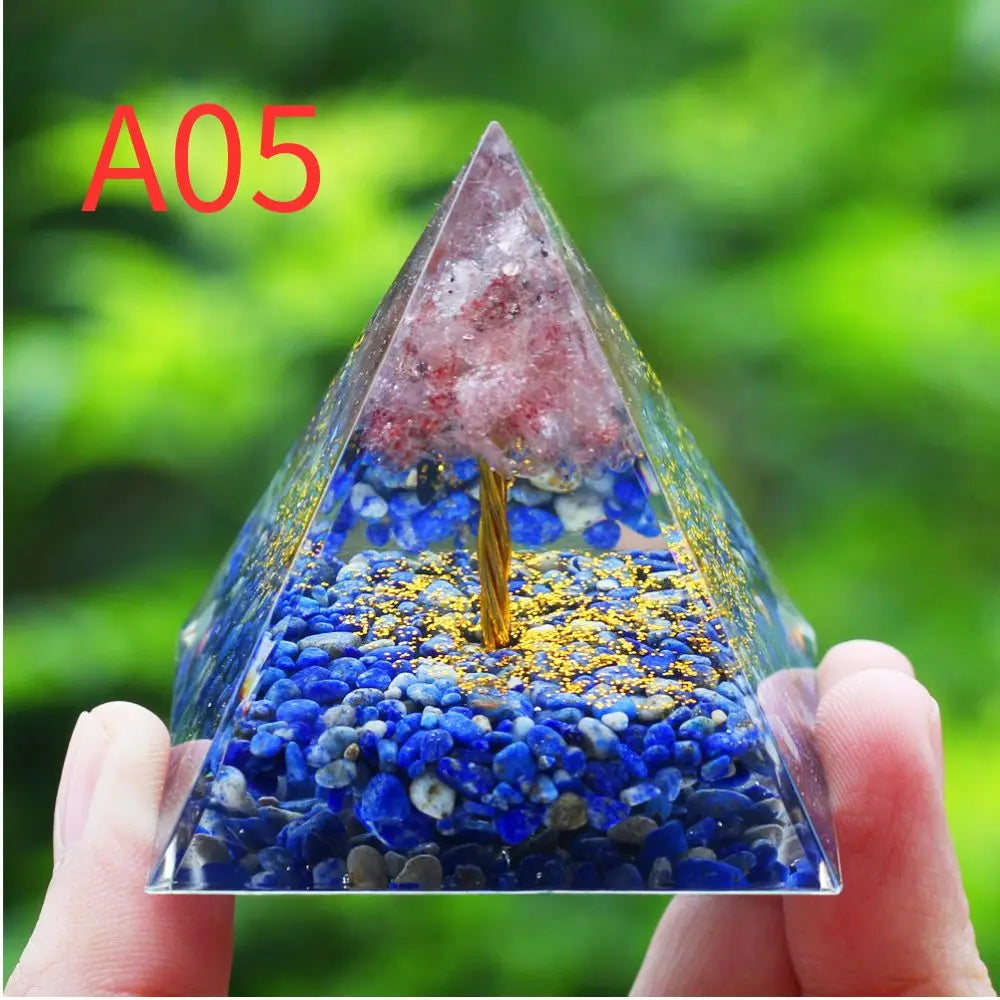 Crystal Stone Orgone Pyramid – Energy Generator for Healing, Protection & Chakra Balancing