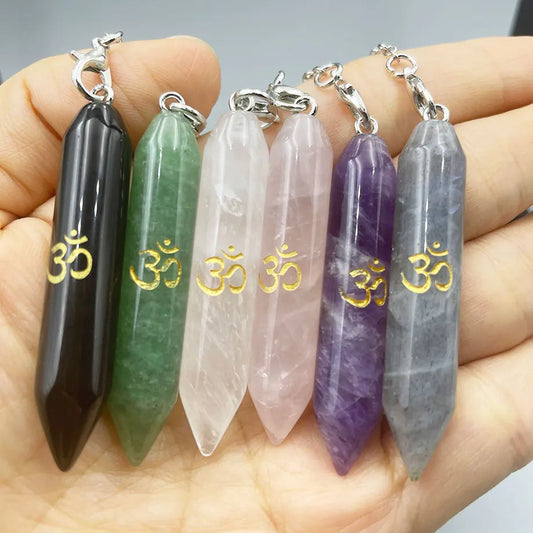 Natural Gemstone Crystal Pendulum Necklace – Spiritual Pendant for Dowsing, Chakra Healing & Energy Work
