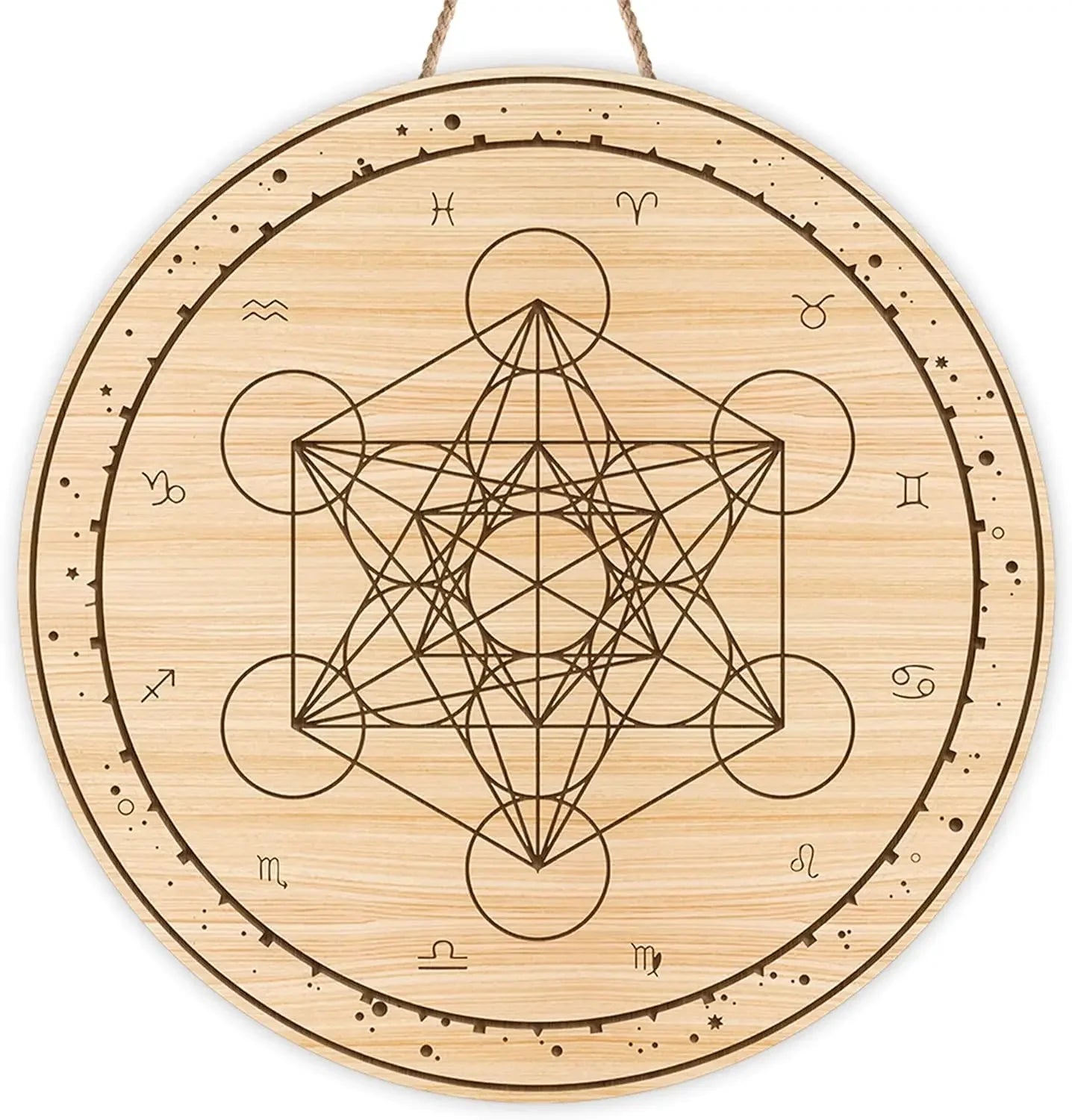 Round Wheel of the Year Wooden Wall Plaque – Pagan Sabbat Calendar for Ritual & Seasonal Decor