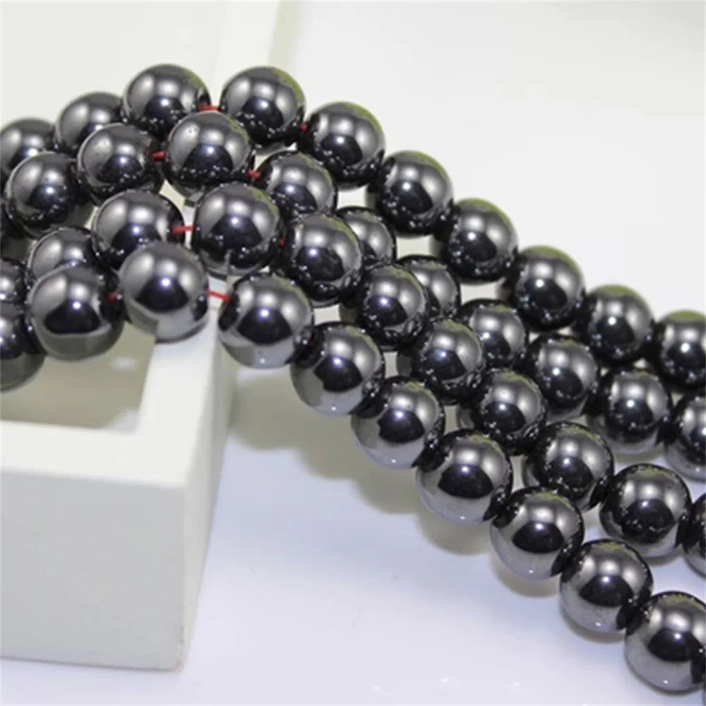 Natural Stone Black Hematite Round Beads – Grounding & Protective for Jewelry Making
