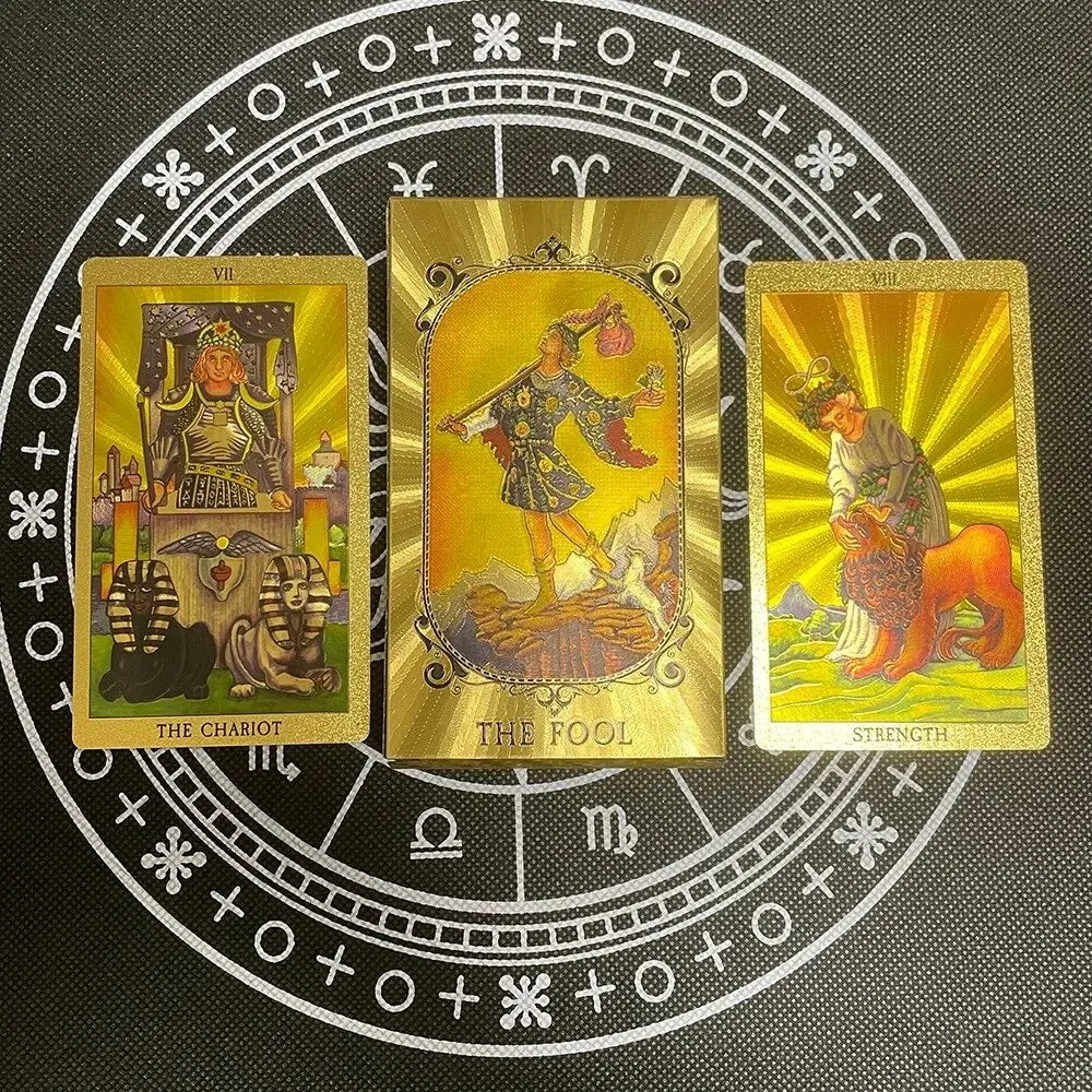 Gold Foil Tarot Cards – Luxurious 78-Card Deck with Holographic Shine