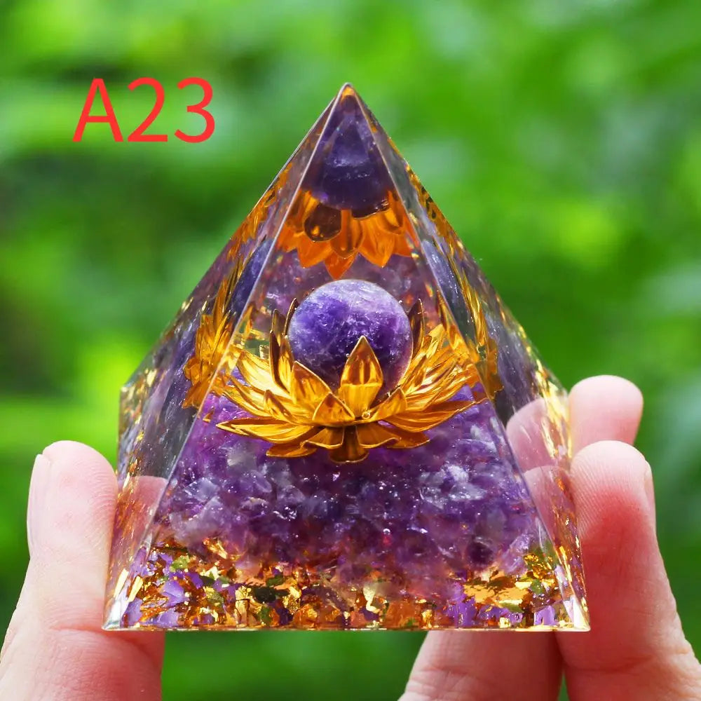 Crystal Stone Orgone Pyramid – Energy Generator for Healing, Protection & Chakra Balancing