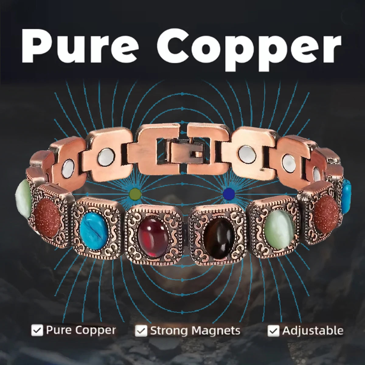 Colorful Stones Magnetic Bracelet for Women